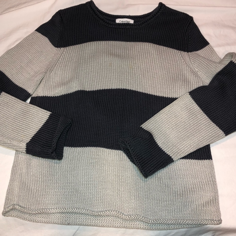 Calvin Klein grey striped sweater